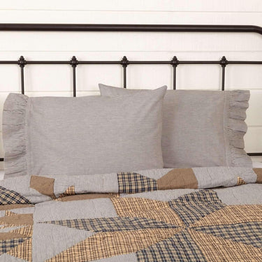Dakota Star Farmhouse Blue Ticking Stripe Standard Pillow Case Set of 2 21x30 VHC Brands - The Fox Decor